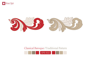 Vintage baroque victorian frame border floral ornament leaf scroll engraved vintage floral pattern ornament design red and white japanese filigree calligraphy vector heraldic swirls. - obrazy, fototapety, plakaty