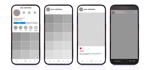 Mock up of sample social media pages on mobile phone © Kaspars Grinvalds