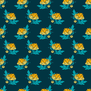 Yellow Flower Bloom Season Vector Graphic Seamless Pattern © F-lin