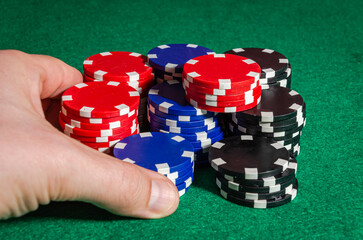 Poker chips at the poker table