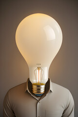 a man have light bulb head, businessman, idea, brainstorm concept, ai generator illustration