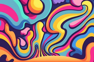 Fototapeten Abstract psychodelic swirl colorful simple background, AI generated © Elena