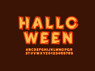 Halloween font alphabet, hand drawn brush stroke letters , vector illustration 10EPS