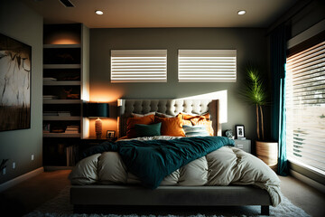 Architectural photography of a modern Bedroom.AI generated.