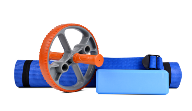 Yoga equipment isolated on transparent background, PNG.