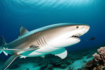 Obraz premium Tiger Sharks (Galeocerdo cuvier) Northern Bahamas