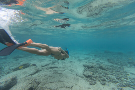 Woman snorkeling in sea