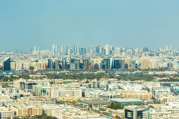 dubai panorama view of the building blocks in bright sun