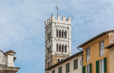 Fototapeta na wymiar The Cathedral of San Martino, also known simply as Lucca Cathedral, is an imposing Romanesque-Gothic church in the historic center of the Tuscan city of Lucca, Italy
