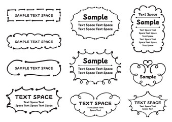 フリーハンドでマーカーで描いた曲線のかわいいフレームのセット