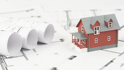 the layout of the house on the drawings, the concept of construction, architecture and design