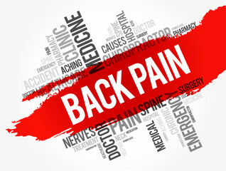 Back Pain word cloud collage, health concept background