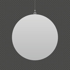 Empty clean hanging dangler mockup in geometric round circle shape on transparent background for sale offer announcement, promotion. Realistic mock up dummy display template for presentation. Mock-up.