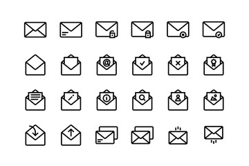 Mail icon set with adjustable line weight