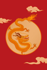 Lunar New Year Dragon Year concept design vector illustration