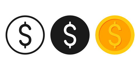 Dollar coin icon. vector illustration