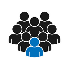 Illustration of crowd of people icon silhouettes vector. Social icon. Flat style design. User group network. Corporate team group. Community member icon. Business team work activity. Staff unity icon