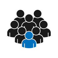 Illustration of crowd of people icon silhouettes vector. Social icon. Flat style design. User group network. Corporate team group. Community member icon. Business team work activity. Staff unity icon