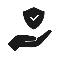 Insurance hand line icon. Risk coverage sign. Policyholder protection symbol. Quality design element. insurance hand icon vector	
