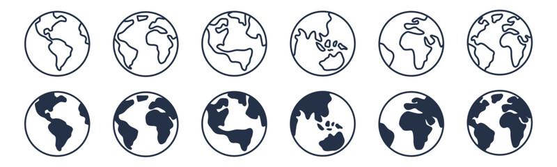 Minimal planet earth icons. Editable stroke. Vector graphic illustration. For website design, logo, app, template, ui, etc. © Abbasy  Kautsar