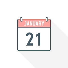 Fototapeta premium 21st January calendar icon. January 21 calendar Date Month icon vector illustrator