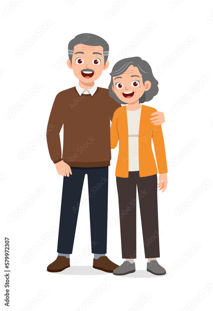 Canvas Prints happy old couple standing and loving together