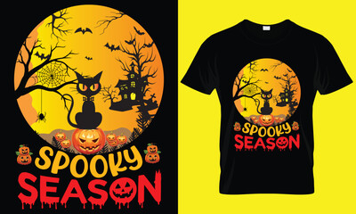 HALLOWEEN T-SHIRT, TYPOGRAPHY AND CUSTOM T-SHIRT DESIGN. SPOOKY SEASON T-SHIRT DESIGN. 