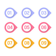 set of icons for web, Set Number buttons