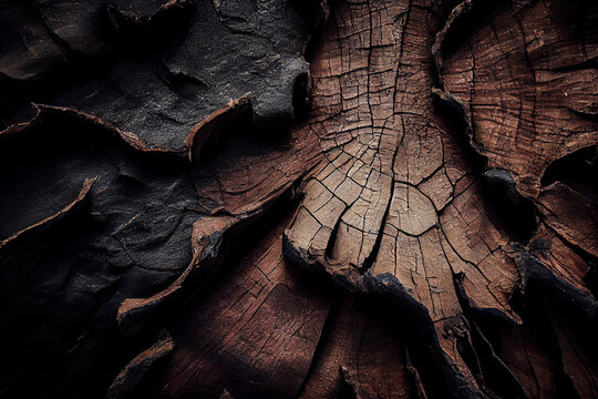 Creative plant concept. Old tree stump bark texture background. Close up. view, copy space	