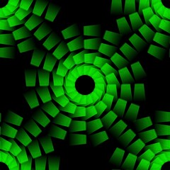 Modern futuristic green glowing geometric circular and polygonal shapes pattern design on black background 