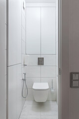 Modern white toilet with toilet and hygienic shower