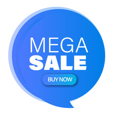 Sale label, Blue sale label, Mega sale label