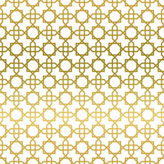 seamless islamic geometric pattern in gold color in transparent background. islamic theme. vector illustrations EPS10