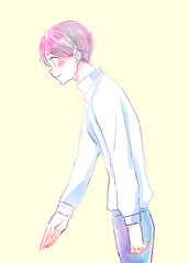 握手を求める男性　穏やか