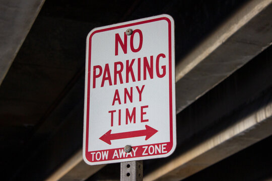 No Parking Anytime Tow Away Zone sign USA