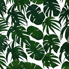 illustration of green tropical leaves , generative art by A.I