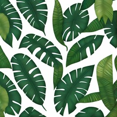 illustration of green tropical leaves , generative art by A.I