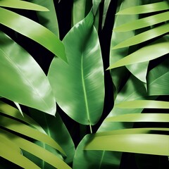 close up of green tropical leaves , generative art by A.I
