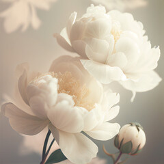 Fototapeta premium bouquet of white airy peonies in vintage style. generative ai 