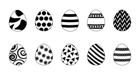 Black and white set of easter eggs