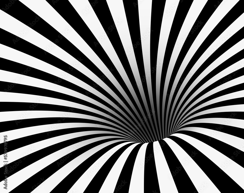 Poster Black and white tunnel. optical illusion.