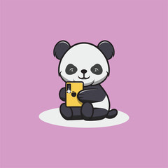 Cute panda selfie cartoon illustration