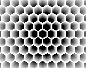 Black and white honeycomb abstract. optical illusion
