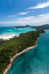 Papier Peint photo autocollant Whitehaven Beach, île de Whitsundays, Australie Aerial view of beautiful Whitehaven Beach and Hill Inlet  in the Whitsundays