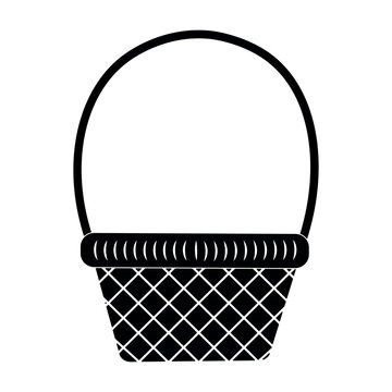 recommend clip art: Wicker basket glyph on white background