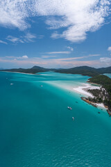Fototapeta na wymiar Aerial view of beautiful Whitehaven Beach and Hill Inlet in the Whitsundays