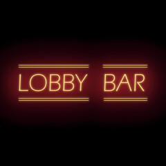 neon glowing inscription lobby bar on a dark background