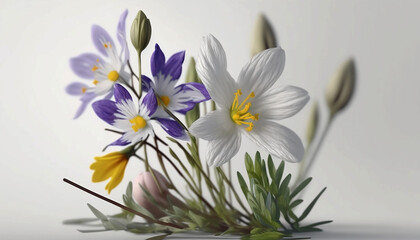 Fototapeta na wymiar wildflowers on white background close up