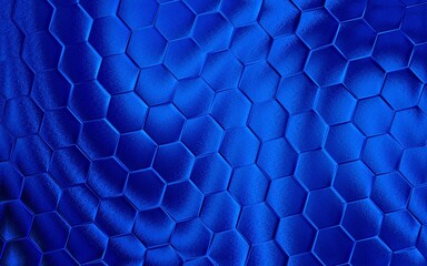 Blue 3d honeycomb or hexagonal pattern background. Realistic and elegant honeycomb texture. Luxury hexagon pattern. Technology and data background design.