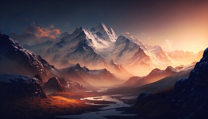 Majestic Mountains: A Serene Sunrise